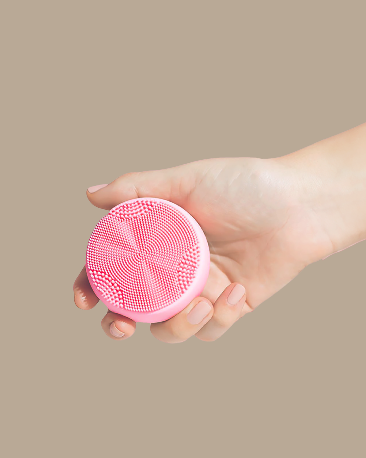 A customized SKIN GENIE PRO Cleansing Brush + LED Light Therapy on a beige background, inspired by Japanese skincare.