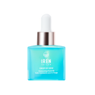 A bottle of custom IREN Shizen SAMPLE Facial Oils on a black background.